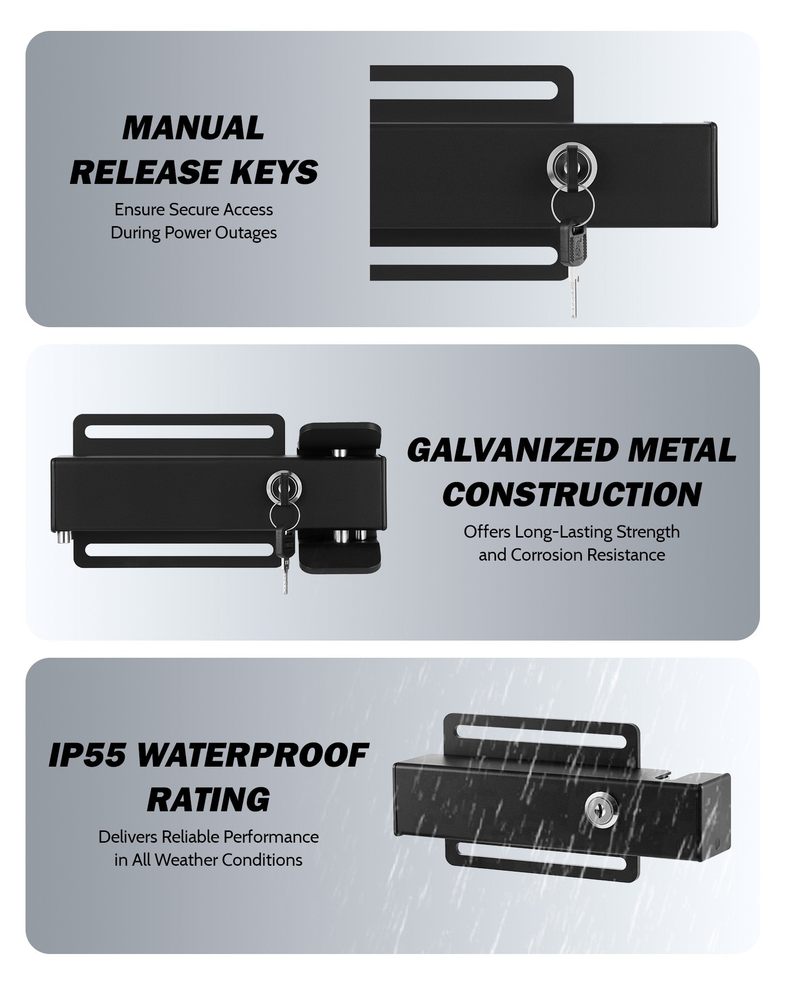 ZUMI Electric Gate Lock | 12–24V Auto Lock for Swing Gates