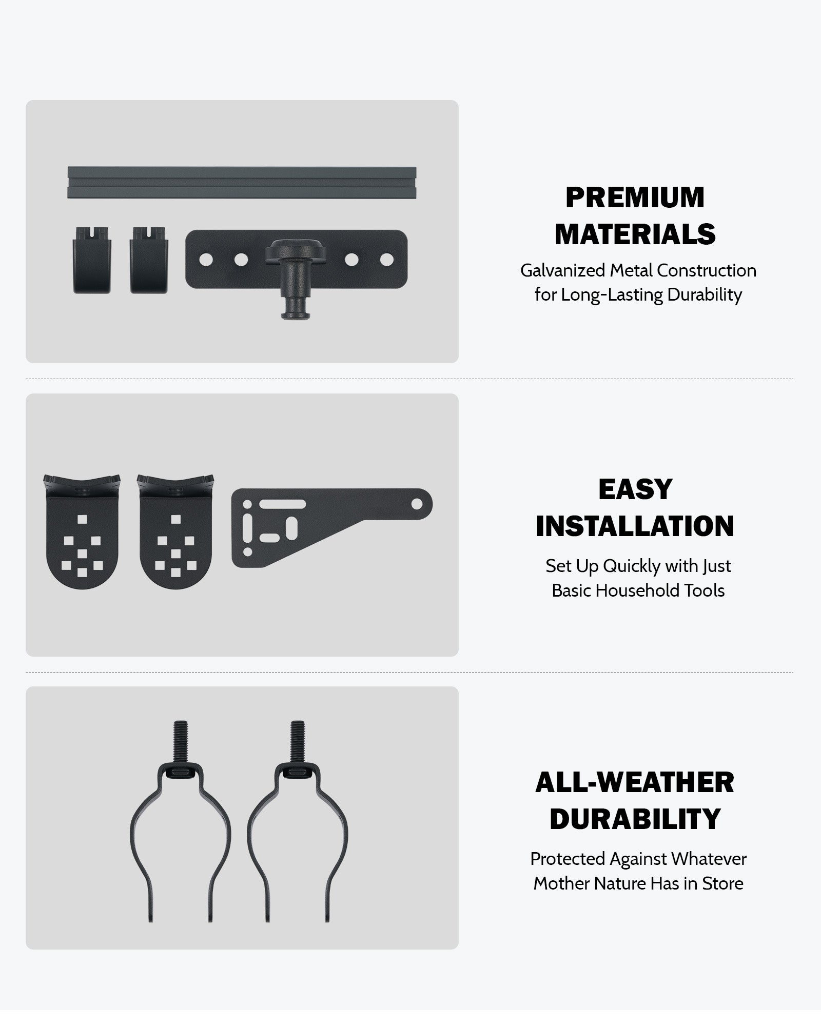 ZUMI U-Shaped Tube Bracket Kit — Universal Fit for Automatic Gate Openers