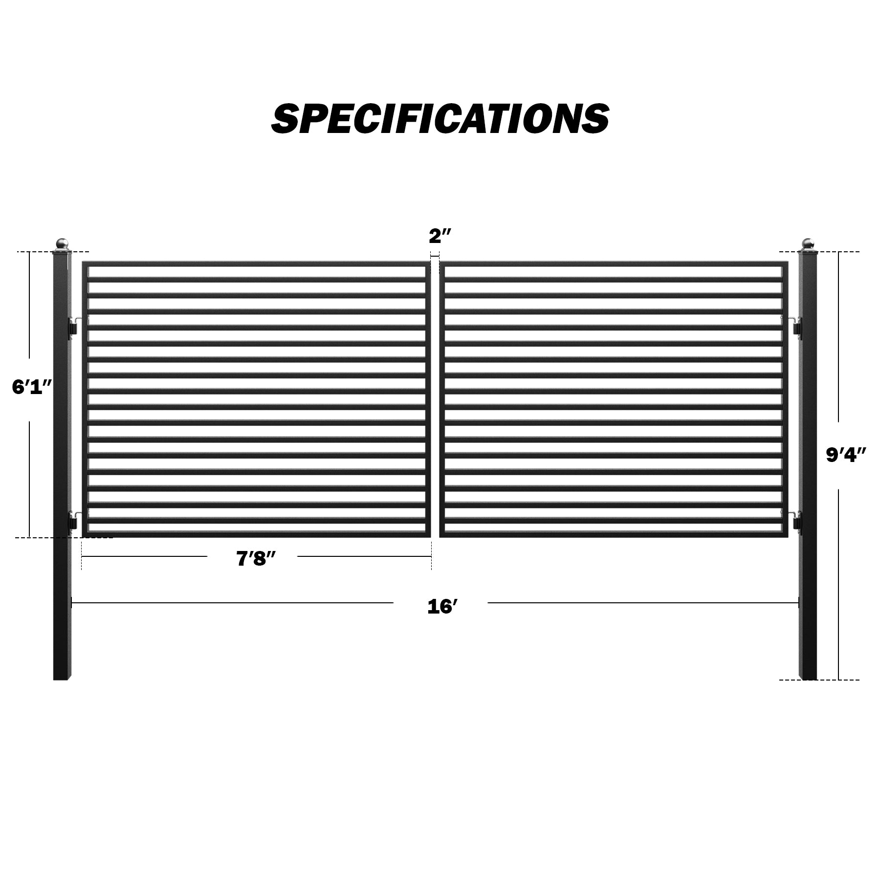 ZUMI Brooklyn Style Dual Swing Driveway Gates