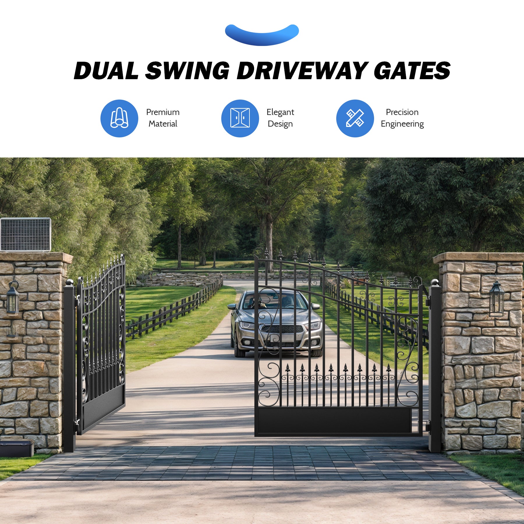 ZUMI Greenwich Style Dual Swing Driveway Gates