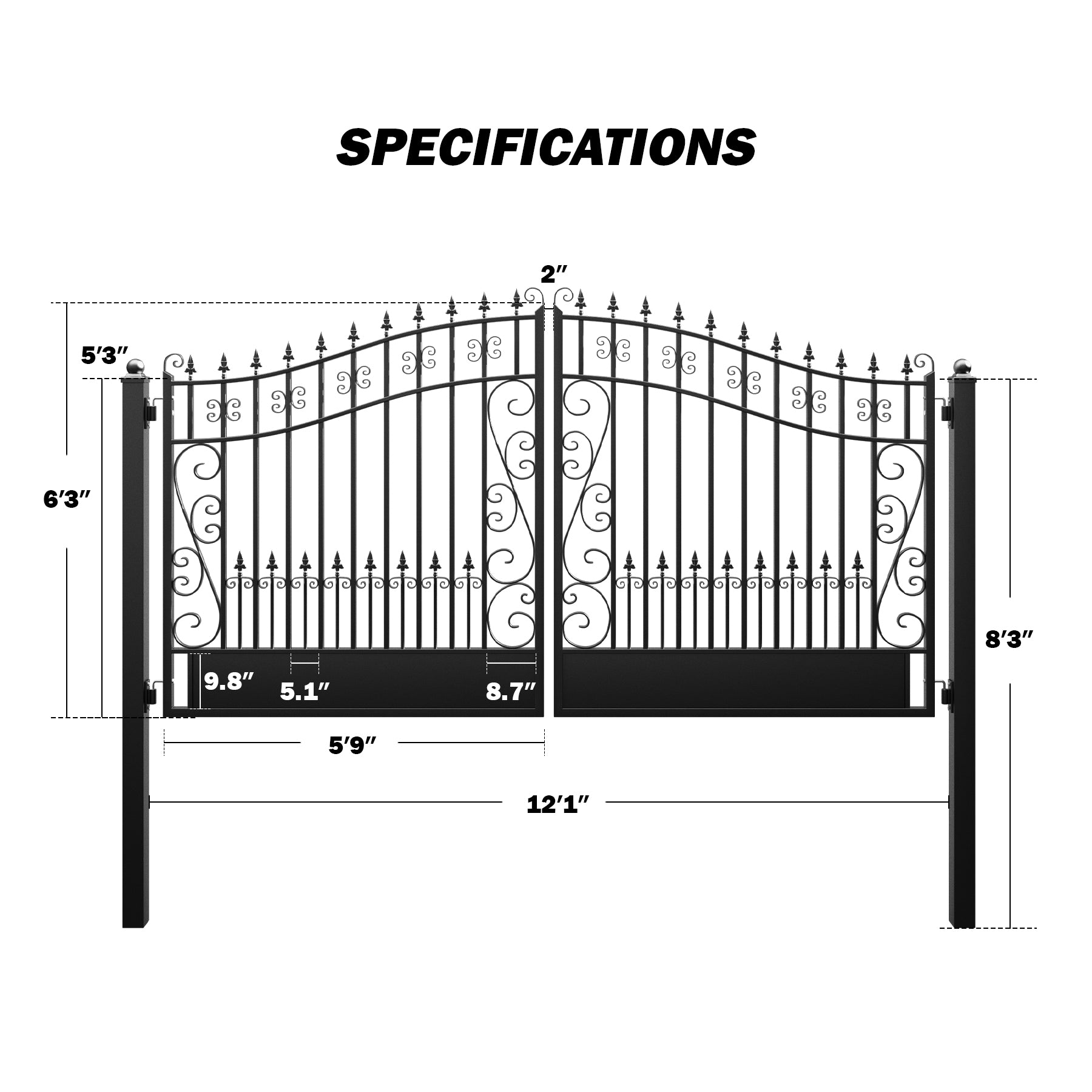 ZUMI Greenwich Style Dual Swing Driveway Gates
