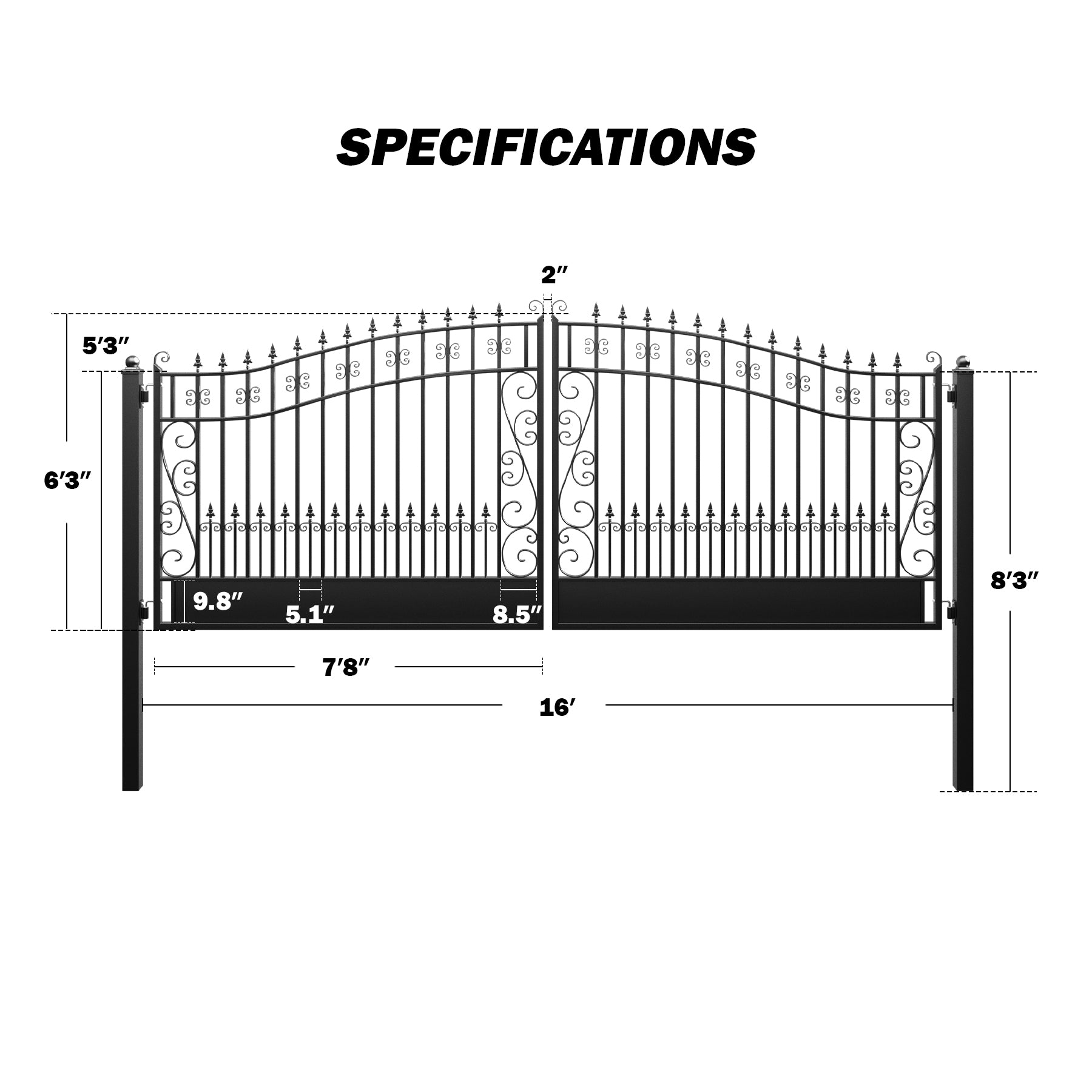 ZUMI Greenwich Style Dual Swing Driveway Gates