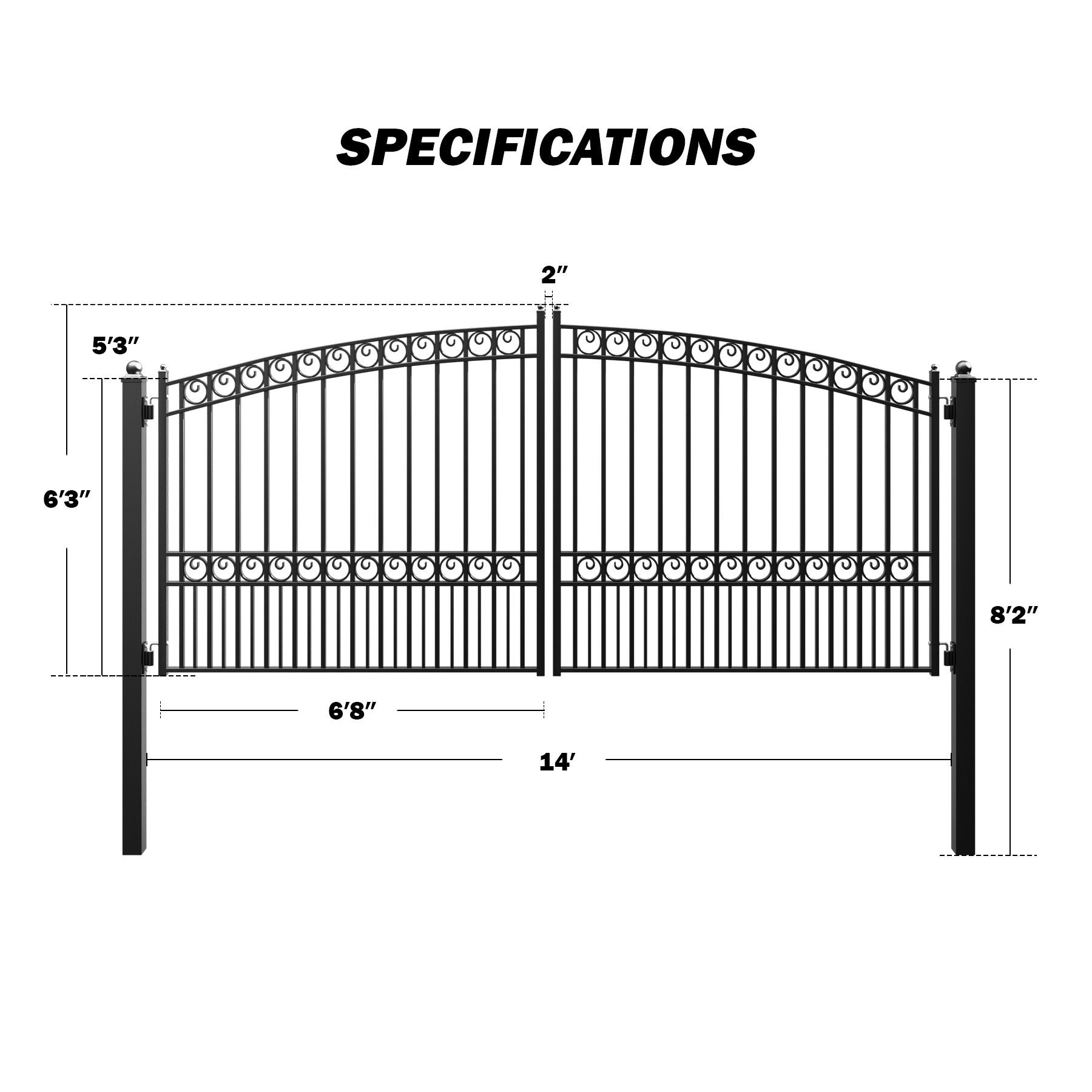 ZUMI Opera Style Dual Swing Driveway Gates