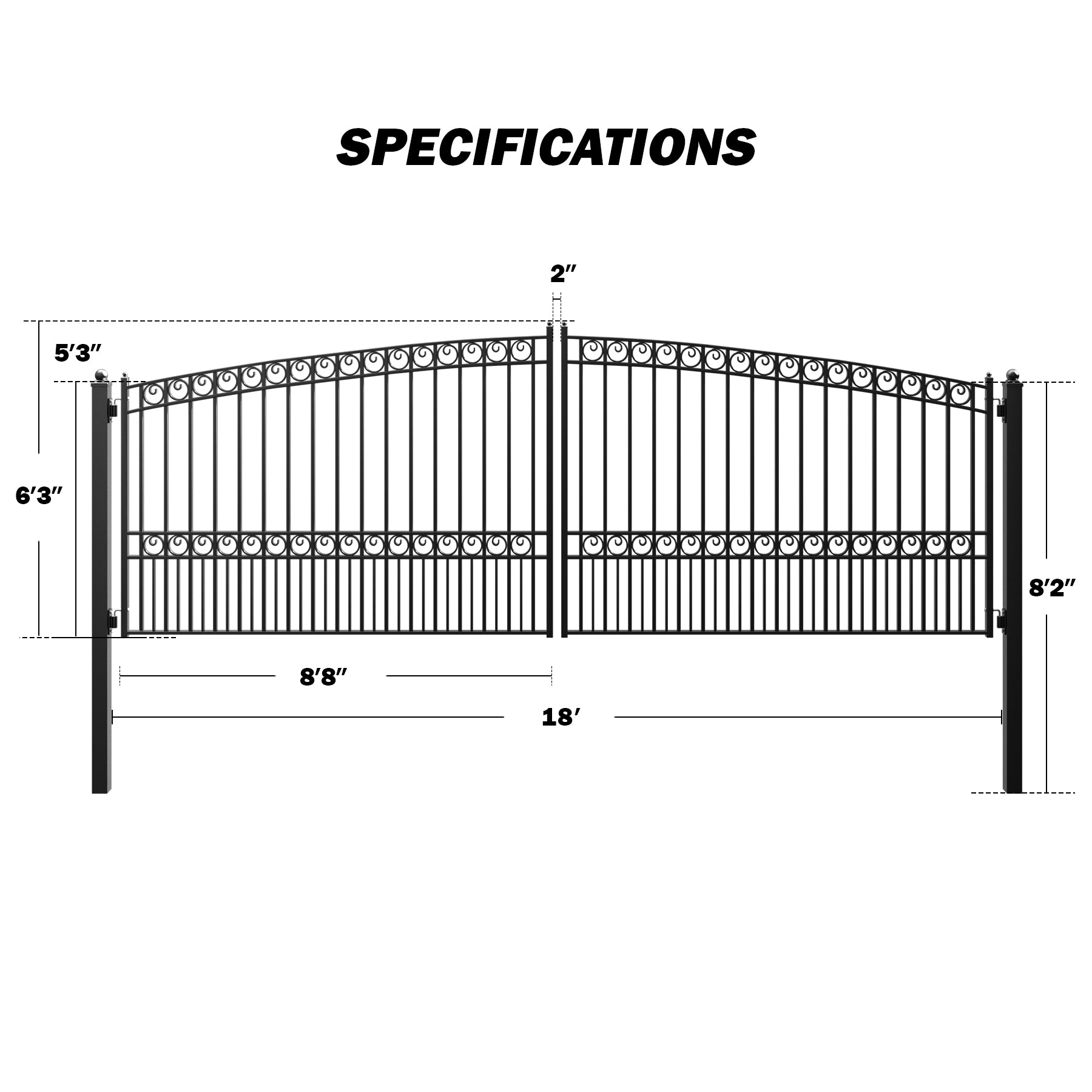 ZUMI Opera Style Dual Swing Driveway Gates